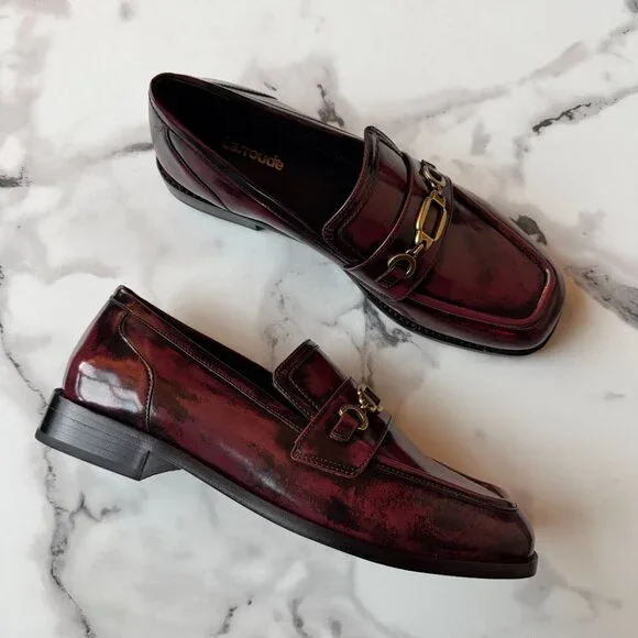 NEW Larroudé Patricia Brush Off Wine Leather Loafers Size 8  display picture 2